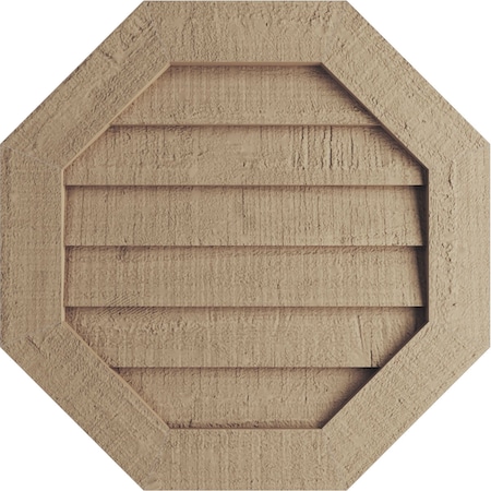 Ekena Millwork Timberthane Rough Cedar Octagonal Faux Wood Non-Functional Gable Vent, Primed Tan, 18"W x 18"H GVUROC18X18DRCPR